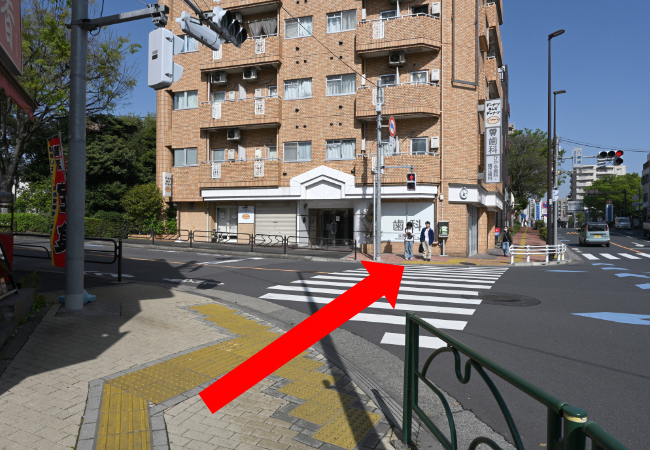 正面に当院の袖看板が見えてきます。